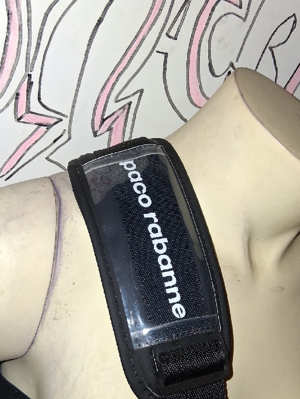 Paco Rabanne Silver Drawstring Pouch With Black Strap - Picture 2 of 7